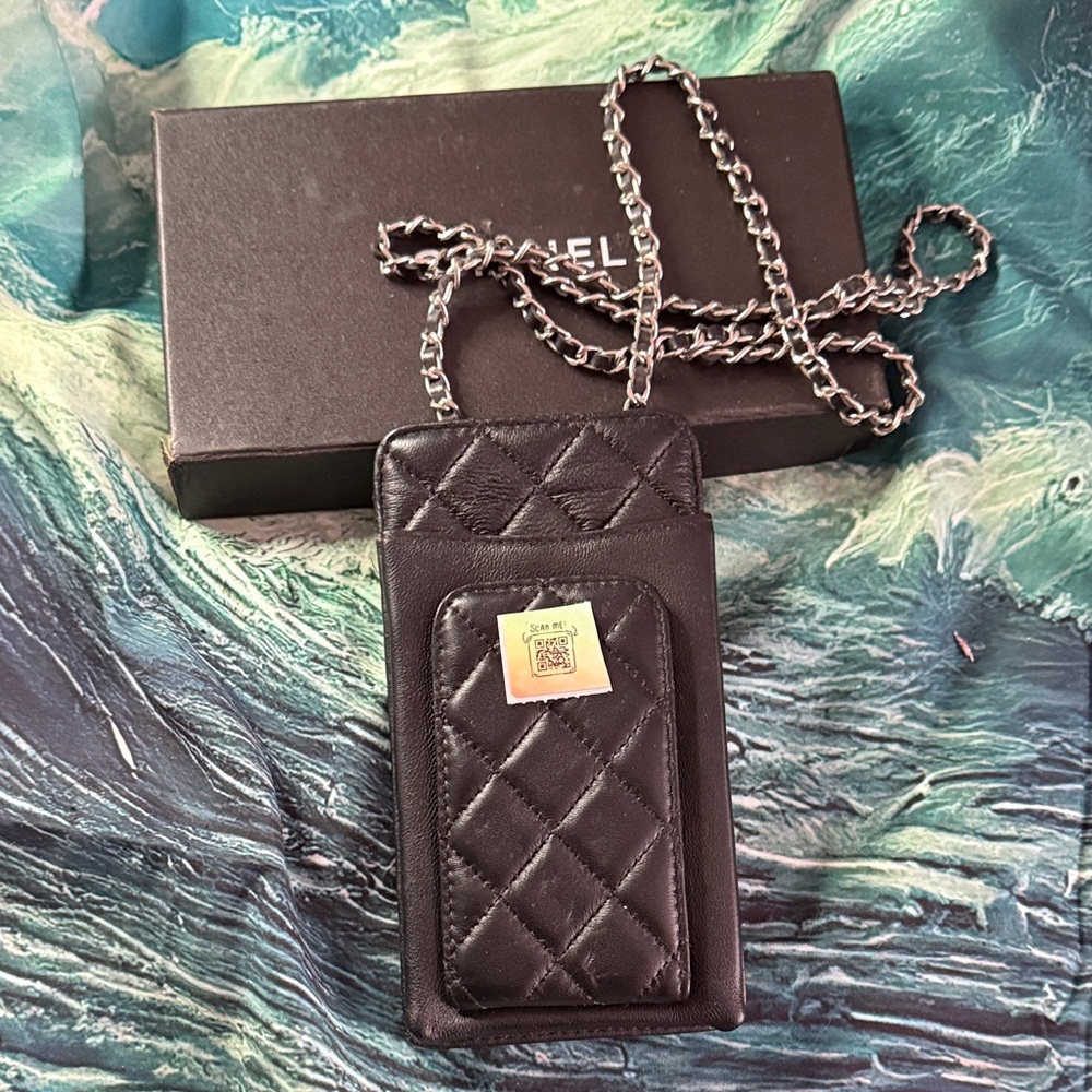 Black Quilted Faux Leather Crossbody Phone Bag